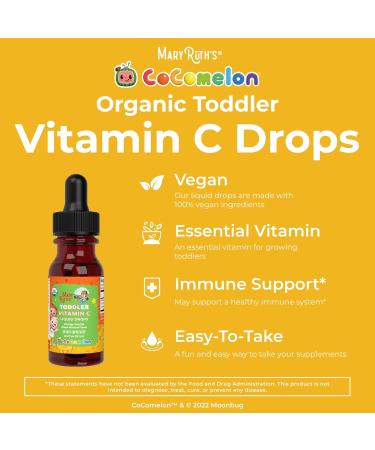 MaryRuth Organics Toddler Vitamin C Drops | USDA Organic Vitamin C Liquid Drops for Toddler | Ages 1-3 Years | Vitamin for Immune Support & Overall Health | Vegan | Non-GMO | 15 Servings - Buy Online on GoSupps.com