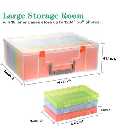 Photo Storage Box 4x6 - Large Organizer for Storing Photos, Stickers, Stamps, and Seeds - 18 Inner Cases - Acid-Free Plastic Craft Box - 9 Colors Available - Buy Online on GoSupps.com