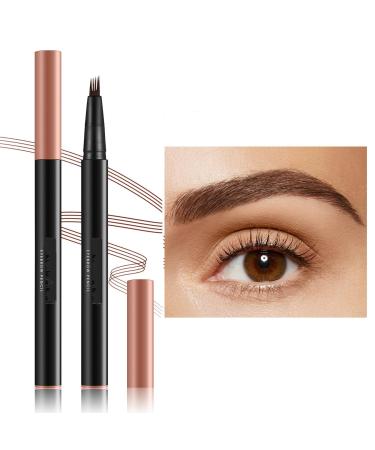 Magic 4-Tip Eyebrow Pencil 2024 New 3D Waterproof And Sweat-proof Microblading Eyebrow Pencil Contouring Pen With 4 Fork Long-Lasting Eyebrow Brush Microblade Eyebrow Pencil (Light Brown)