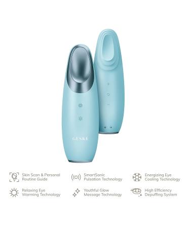 Geske SmartAppGuided Warm & Cool Eye Energizer | 6-in-1 Eye Massager for Dark Circles & Puffiness | Electrical Eye Massage Device in Turquoise | International Shipping Available - Buy Online on GoSupps.com