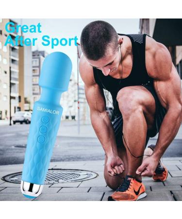Handheld Cordless Waterproof Wand Massager | USB Rechargeable | 20 Vibration Patterns | 8 Speed | Full Body Massage | Light Blue - Buy Online on GoSupps.com