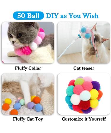 Buy Wllhyf 50-Piece Cat Toy Ball Set with Noiseless Thrower - Interactive Indoor Soft Plush Toys for Cats & Kittens - Buy Online on GoSupps.com