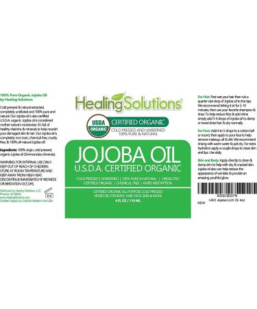 Organic Jojoba Oil - 4oz | 100% Pure, Cold Pressed, Unrefined | Natural Carrier Oil & Cuticle Solution for Face & Hair | Acne-Fighting & Skin Moisturizing Formula | Hexane & Chemical Free | 4 Fl Oz Pack - Buy Online on GoSupps.com
