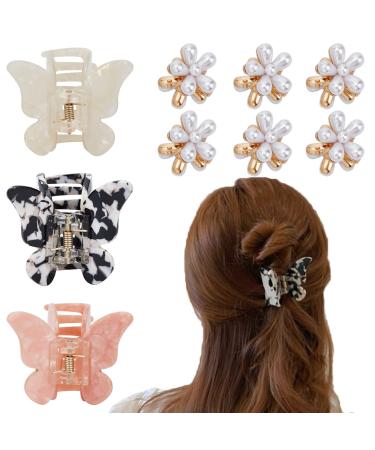 Niceneeded 9 pieces of butterfly flower hair clips hair clips in a French design with leopard pattern Daisy Flower Pony Clips butterfly Schildpatt hair clips