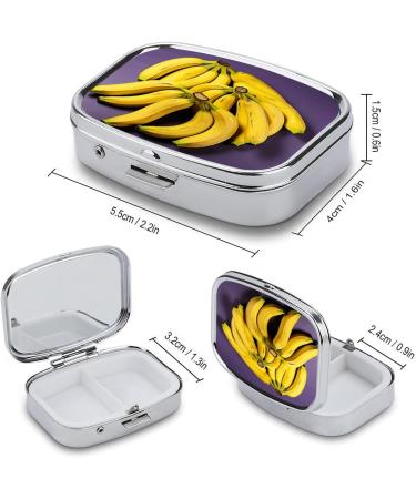Unique Banana Fruit Print Pill Box | 2 Compartment Metal Pill Organizer | Portable Decorative Medicine Case for Pocket & Purse - Buy Online on GoSupps.com