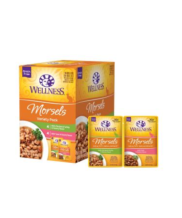 Wellness Healthy Indulgence Grain-Free Wet Cat Food, Made with Natural Ingredients Proteins, Complete and Balanced Meal, 3 oz Pouches (Gravies, Morsels, & Shreds) Variety Pack Morsels 3 Ounce (Pack of 8) - Buy Online on GoSupps.com