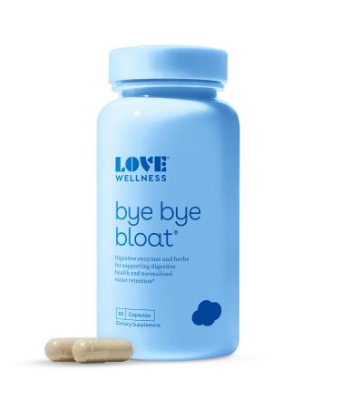 Love Wellness Bye Bye Bloat, Digestive Enzymes Supplement - 60 Capsules - Bloating & Gas Relief - Helps Reduce Water Retention & Overall Digestive Health - Safe & Effective With Fenugreek, & Dandelion Bye Bye Bloat (30 Day