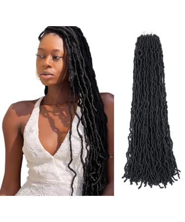 Faux Locs Crochet Hair For Black Women-Soft Locs 30 Inch 7 Packs Long Crochet Locs Goddess Locs Crochet Hair Pre Looped Braiding Hair Extensions (30 Inch (Pack of 7) 1B) 30 Inch (Pack of 7) 1B