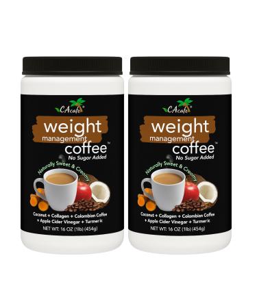 Coffee Mix with Collagen Protein (90 Calories) Colombian Coffee Coconut Collagen & Turmeric | Lightly Sweetened with Monk Fruit | 16 oz (2 Pack)