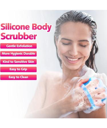 Silicone Body Scrubber Set - Shower Brush Gloves for Exfoliating and Skin Massage - Buy Online on GoSupps.com