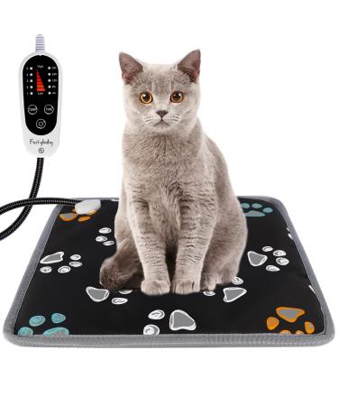 Furrybaby Pet Heating Pad, Waterproof Dog Heating Pad Mat for Cat Pet Heated Warming Pad with Durable Anti-Bite Tube Indoor for Puppies Dogs Cats Temp adjustable 18 X 18in 1 pack black