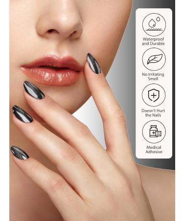 Kalolary Black Gel Nail Wrap Strips - Cat Eye Full Nail Art Polish Sticker | Long-Lasting & Easy Application | UV/LED Lamp Required - Buy Online on GoSupps.com