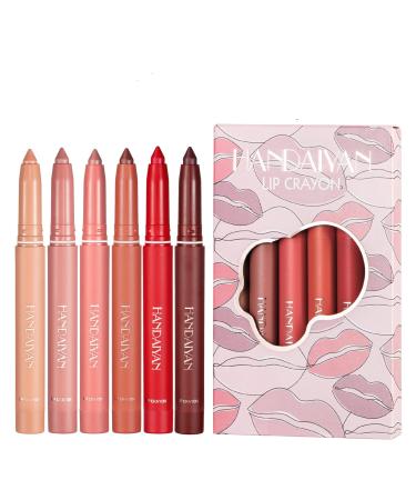 Kasither 6 Colors Matte LipLiner Set, Long Lasting Lip Liner Pencil with Sharppens, Matte Lip Crayon Smooth and Soft, Non-Dry, Easy to Use, Cruelty free(Set-A) SET#A