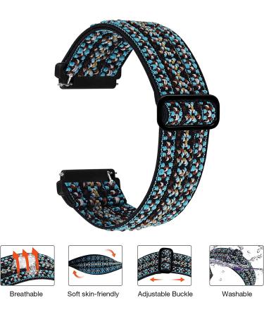 BOTNUW 4 Pack Elastic Bands for Fitbit Versa Smart Watch - Adjustable Nylon Straps for Women Men - Boho Green, Colorful, Leopard Prints - Buy Online on GoSupps.com