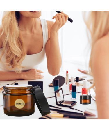 Homury 9-Piece Braunglas Cosmetic Containers Set | 50ml Refillable Cream Jars with Black Lids & Liners | Versatile Ointment Pots + 12 Labels for Creams & Lotions - Buy Online on GoSupps.com
