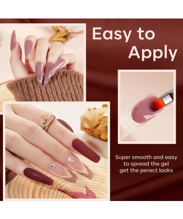 Modelones Poly Nail Gel Kit with Nail Lamp - 6 Colors Burgundy Red Brown Champagne Gold Builder Gel Kit for Fall & Winter | Nail Extension, French Manicure DIY at Home - Buy Online on GoSupps.com