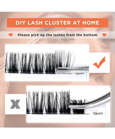 Crislashes DIY Cluster Eyelash Extension 16mm D Curl - Natural Look - 78pcs Reusable Individual Cluster Lashes - F04-D Curl 16mm - Buy Online on GoSupps.com