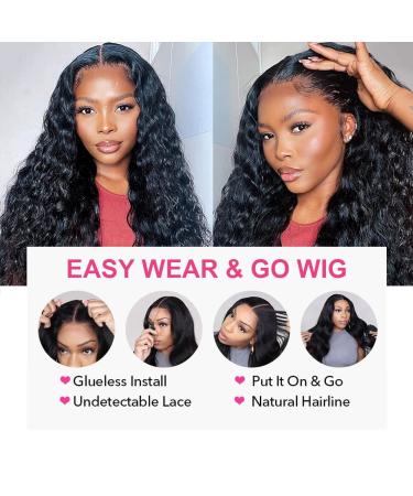 24 Inch Deep Wave Closure HD Transparent Glueless Wig | Pre Plucked with Baby Hair | 180% Density | Black Color - Buy Online on GoSupps.com