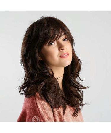 Buy HAIRCUBE Long Curly Wigs for Women - Shoulder Length Brown Wigs with Bangs | International Shipping Available - Buy Online on GoSupps.com