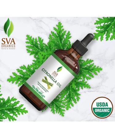SVA Organics Citronella Essential Oil USDA Organic 4 Oz - Pure & Natural Therapeutic Grade Oil for Skin, Body, Diffuser & Candle Making - Buy Online on GoSupps.com
