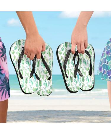 Mnsruu Tropical Cactus Flip Flops - Green Multicolor Size M/L | Unique Summer Footwear for Comfort and Style - Buy Online on GoSupps.com