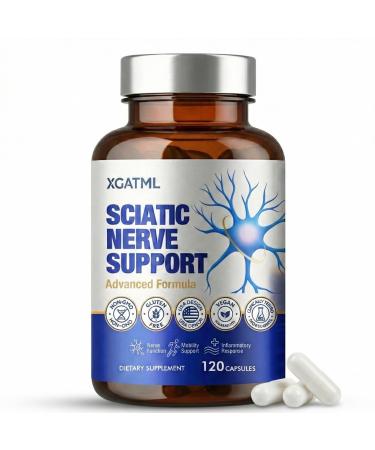 Sciatic Nerve Health Support Supplement 120 Capsules Advanced Nerve Support Capsules with R-ALA Benfotiamine & Vitamin B Complex Supports Back Leg & Glute Comfort Vegan Non-GMO 120 Count (Pack of 1)