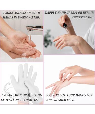 Moisturizing Silicone Spa Gel Gloves for Hand Care | Reusable Sleeping Gloves for Dry Cracked Hands | 2 Pairs - Pink & White - Buy Online on GoSupps.com