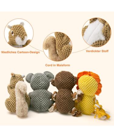 Interactive Plush Dog Toys - 4 Pack Awoof Squeaky Chewing Bones for Small & Medium Dogs | Durable Cotton Fabric - Buy Online on GoSupps.com