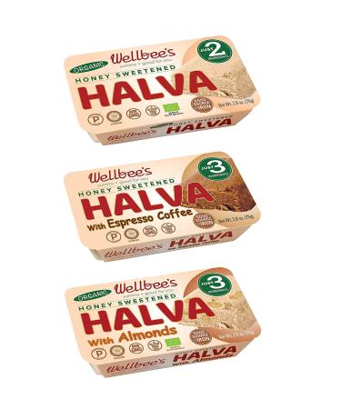 Wellbee's Honey Halva - Paleo & SCD Approved - No Additives, Refined-Sugar, or Artificial Sweeteners - 75g Each - 3 Pack (Assorted Flavors)