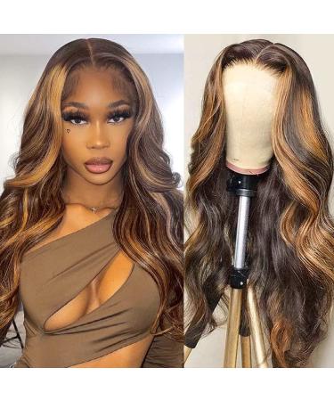 Highlight Ombre Lace Front Wig Human Hair Wigs for Black Women Colored 4/27 Pre Plucked with Baby Hair Body Wave Highlight 4x4 Lace Closure Wigs Human Hair 150% Density(16 Inch, #4/27 Highlight Wig) 16 Inch 4/27 Highlight …