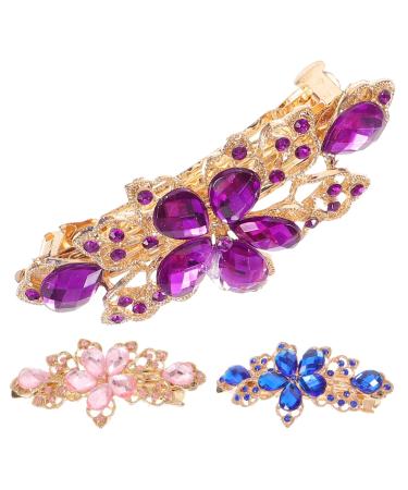 Beaupretty Pink womens barrettes for hair barrettes for women hair clip for women pink hair clips blue hair clips hair claw clips for women women's hair clips Miss spring clip Crystal