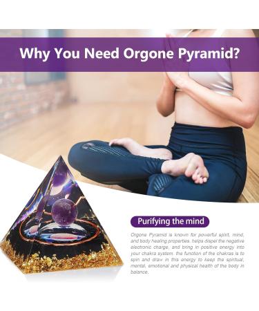 Orgone Pyramid - Amethyst & Obsidian Healing Crystals for Love, Health, and Protection - Chakra Balancing Meditation Home Decor - 6cm - Buy Online on GoSupps.com