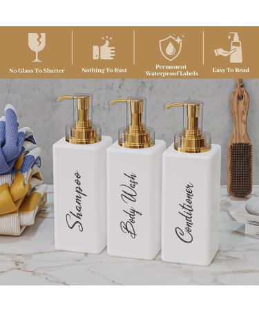Akalin Refillable Shampoo and Conditioner Bottles 16oz White and Gold Soap Dispenser Bathroom Shampoo and Conditioner Dispenser for Bathroom Lotion Body Wash Massage Oils (White) 3pcs 500ml Gold Pump Bottles - White - Buy Online on GoSupps.com