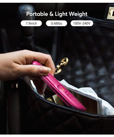 Terviiix Mini Hair Straightener for Travel - Portable Ceramic Styler for Short Hair/Bangs - Quick & Easy Styling - Dual Voltage - Pink - Buy Online on GoSupps.com