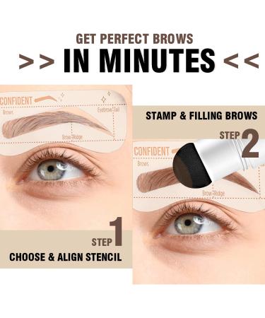 QAOVDS Eyebrow Stamp Stencil Kit - 1 Step Stamping & 10 Reusable Stencils for Perfect, Long-Lasting, Waterproof Dark Brown Eyebrow Makeup - 12 Piece Set - Buy Online on GoSupps.com