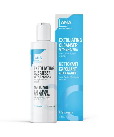 All Natural Advice Exfoliating Cleanser with AHA BHA Rejuvenating Facial Cleanser with Glycolic Acid Salicylic Acid MSM Organic Aloe & Organic Botanicals (118 mL/4 fl.oz)