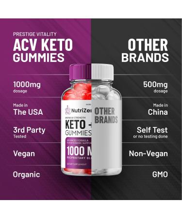(5 Pack) NutriZen Keto ACV Gummies - Advanced Formula Nutri Zen Keto Plus ACV Gummies Apple Cider Vinegar Keto Nutrizen ACV Gummies Dietary Supplement Reviews Men Women (300 Gummies) 60 Count (Pack of 5) - Buy Online on GoSupps.com