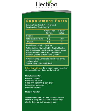 Herbion Naturals Respiratory Care Herbal Granules Lemon 10 Packets - Natural Care for Effective Relief - Buy Online on GoSupps.com
