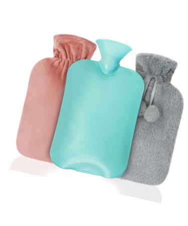 Heat bottle 2l hot water bottle with cover and 2 soft plush cover safe and durable XXL heat bottle large for children and adults hot water bottles for relieving pain