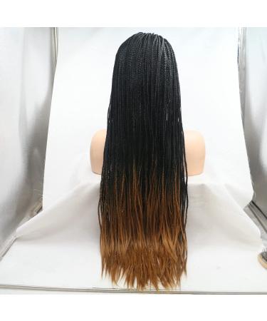 Handmade Afro-American Braided Wig for Women | Cosplay & Festival | Ombre Medium Brown Synthetic Lace Front Wig for Drag Queens - Buy Online on GoSupps.com