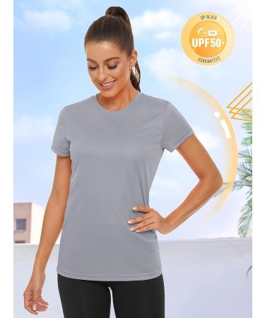 TACVASEN Women's Short Sleeve UPF 50+ Sun Protection Shirt - Light Grey, Medium - Buy Online on GoSupps.com