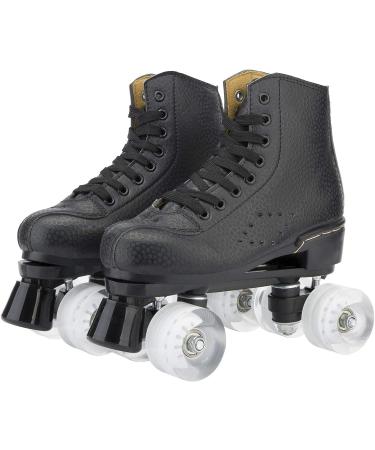 FTYUNWE Roller Skates Adult Women | High Top Quad Skates with Light Up Wheels | Adjustable Unisex Rink Skates for Girls, Men, Kids | Beginner Roller Shoes in Black - Size 41EU/10US - Buy Online on GoSupps.com