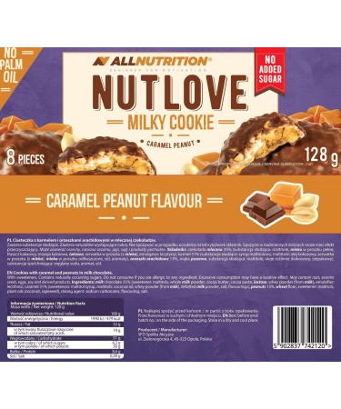 ALLNUTRITION Nutlove Cookies No Sugar Added Cakes - Milk Chocolate Cookies with Peanut and Caramel Filling - Low Calorie Treats - 1 Box x 128g - Buy Online on GoSupps.com