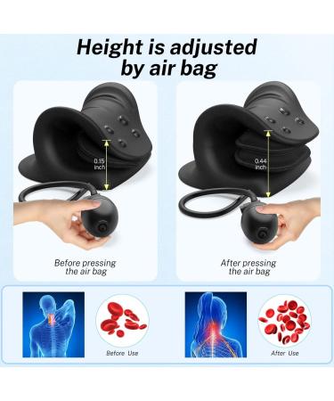 MOILO Manual air bag neck stretcher neck and shoulder relaxer enhanced traction pillow design height adjustable for relieving cervical neck pain can be used on both sides (Black) - Buy Online on GoSupps.com