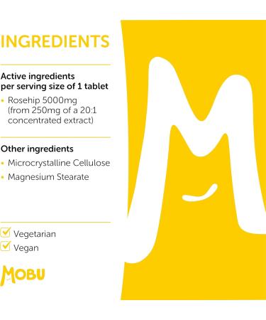 Rosehip 5000mg 120 Tablets | Vegan High Strength Immune Support & Antioxidant | Letterbox Friendly | MOBU UK - Buy Online on GoSupps.com