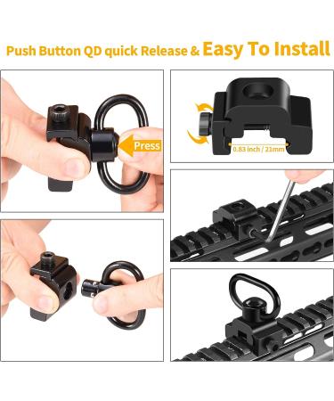 LONSEL 360 Rotation Picatinny Sling Swivel Mount + 2 Point Traditional Sling Rail Mount - Black - Buy Online on GoSupps.com
