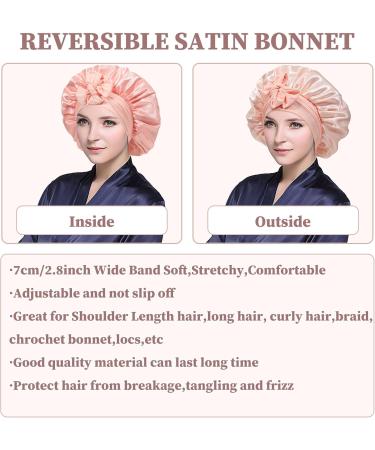 Welrog Satin Hair Hood for Women - Double-Sided Silk Bonnet for Hair Protection - Sleep Hood - Pink/Light Pink - Buy Online on GoSupps.com