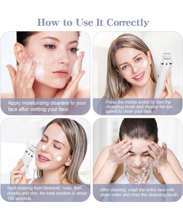 Cleansing Brush Electric Waterproof Face Brush 3 Speed Modes Face Brush for Cleaning and Exfoliating 4 Brush Heads Blackhead Removal USB Charging (Three Colors Random) - Buy Online on GoSupps.com