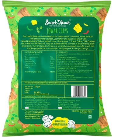 SnackAmor Jowar Chips Value Packs Chilli Chataka 25g - Buy Online on GoSupps.com