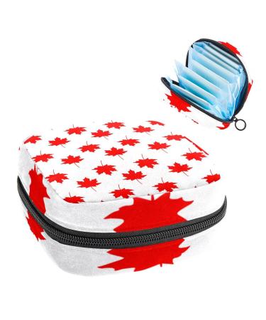 GIAPB Period Bag Sanitary Napkin Storage Bag Period Pouch Travel Makeup Bag Maple Leaf Pattern Color3183